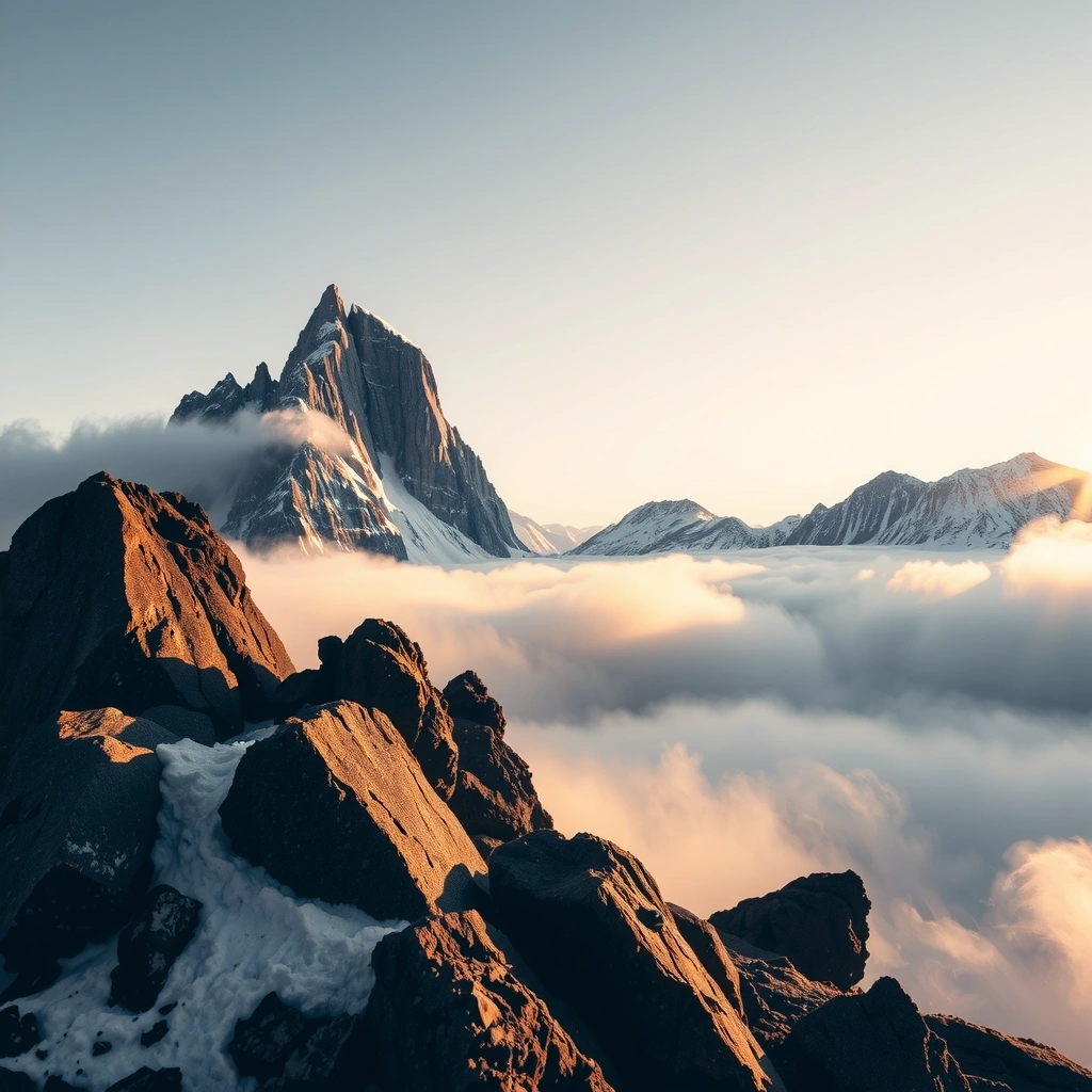 Alpiner Berggipfel bei Sonnenaufgang